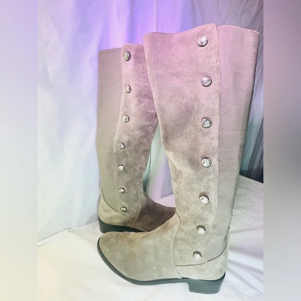 Vince Camuto Black Over-the-Knee Button-Accent Boots